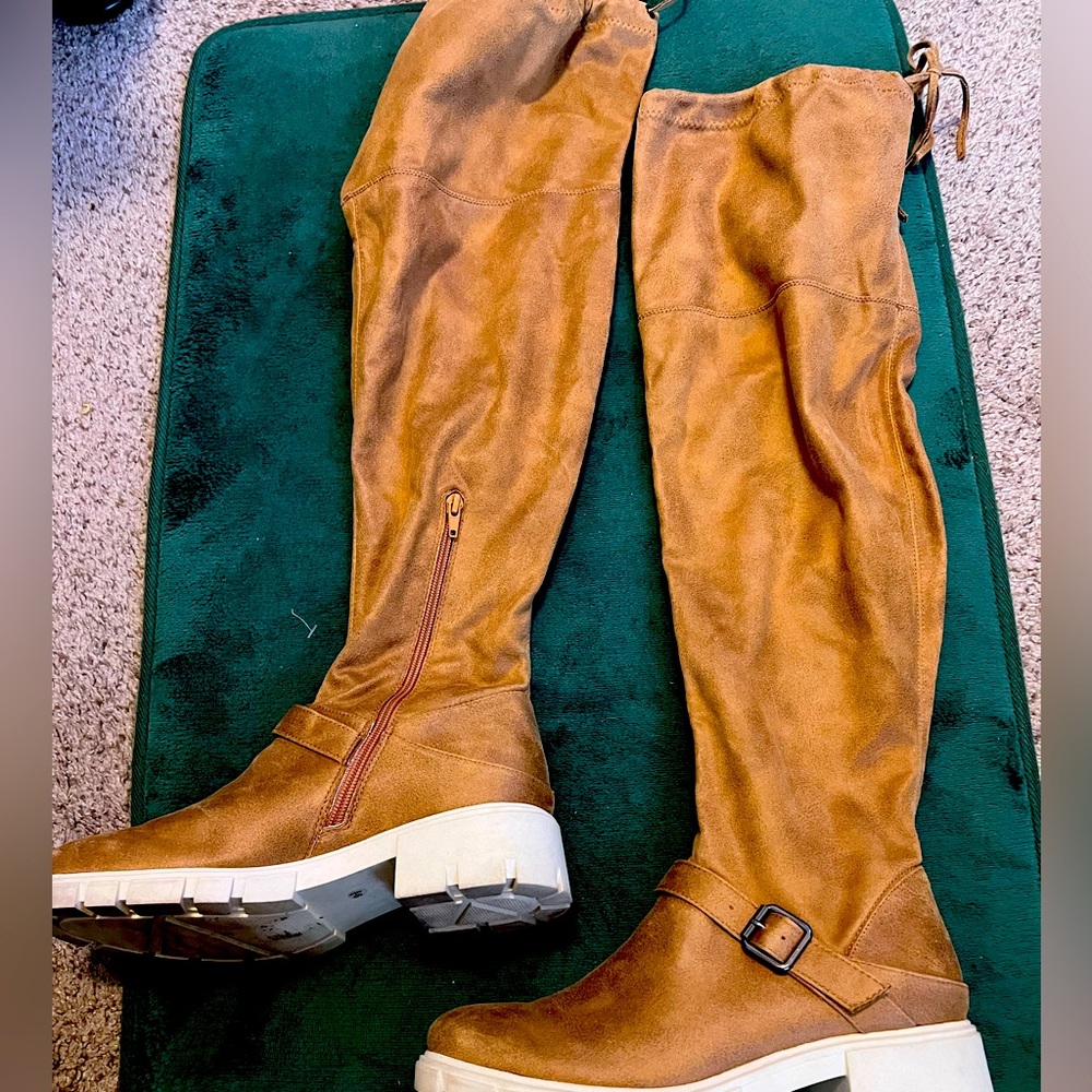 Tan over the knee boot